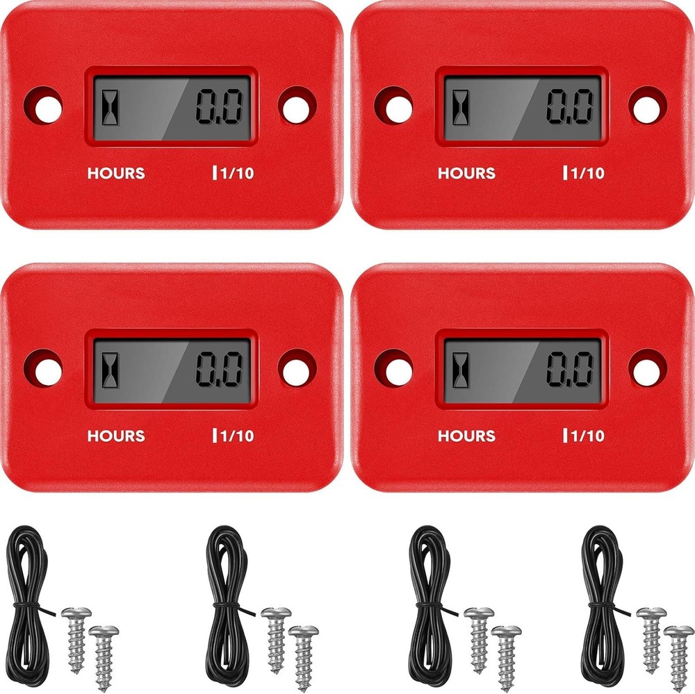 4 Pieces Hour Meters for Small Engines Inductive Digital Engine Meter Automatic