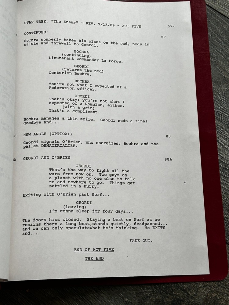 STAR TREK Script The Next Generation The Enemy Final Draft September 11 1989