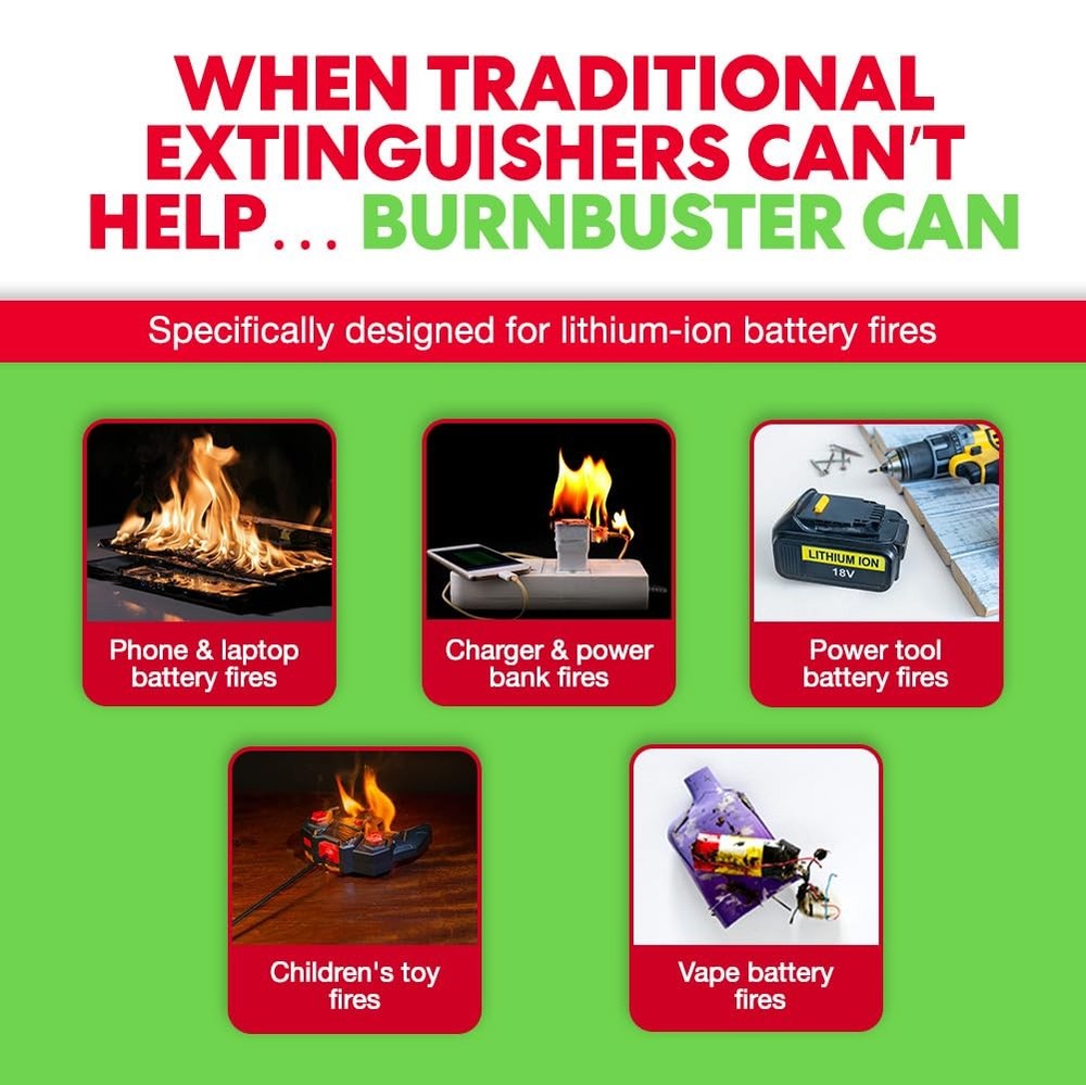 Lithium-Ion Fire Extinguishing 1-Pack - Battery Fire Suppression for Electron...