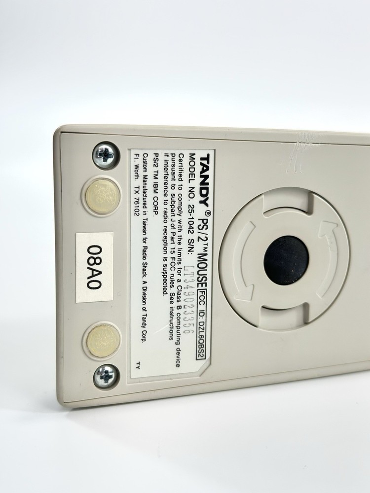 Vintage Tandy Computer 2 Button Ball Mouse PS/2 Wired 25-1042 CLEANED & TESTED