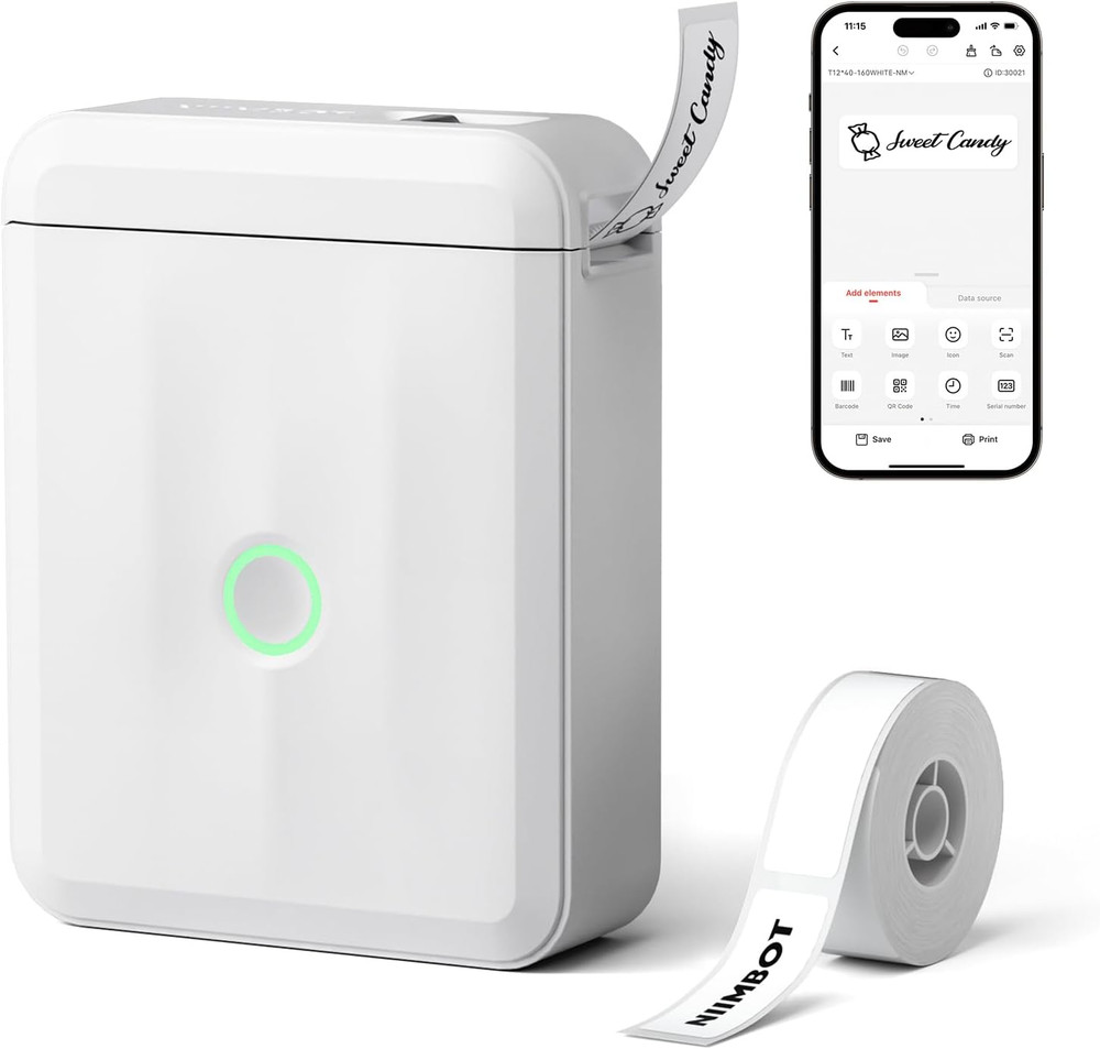 D110 Upgraded Version Mini Label Maker Machine with Tape, Portable Bluetooth The