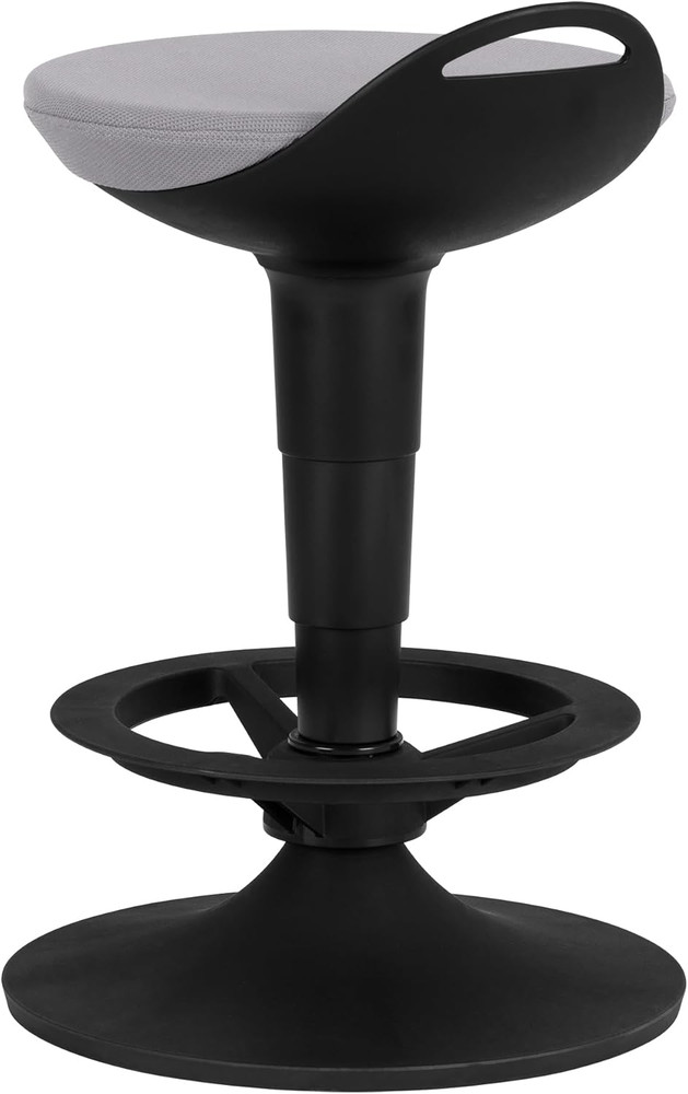 Adjustable-Height Padded Lab Stool - Light Grey