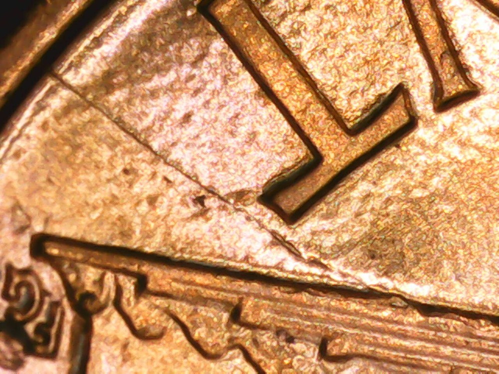 1990 Penny Die Crack Reverse