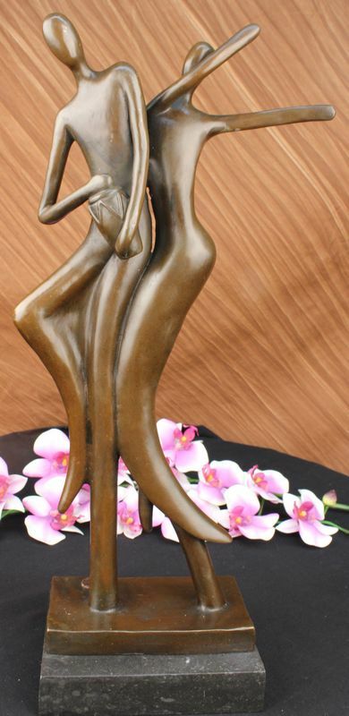 Modern Dancer Statue- Solid Cast Bronze in Abstract Pose, 19 Inches Tall Statue