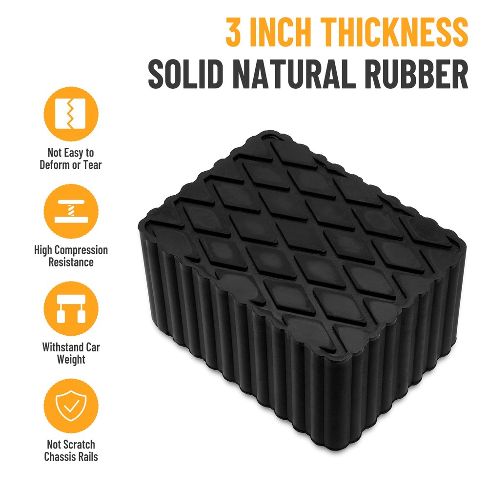4PCS 3" Tall Solid Rubber Stack Blocks Universal for Auto Lift Rolling Jack New