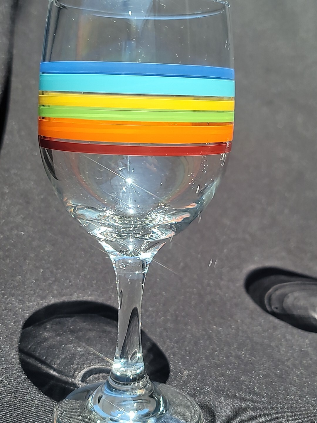 Set of 4 Vintage Libbey Mambo Fiesta Striped Summer Wine Glasses Goblet Rainbow