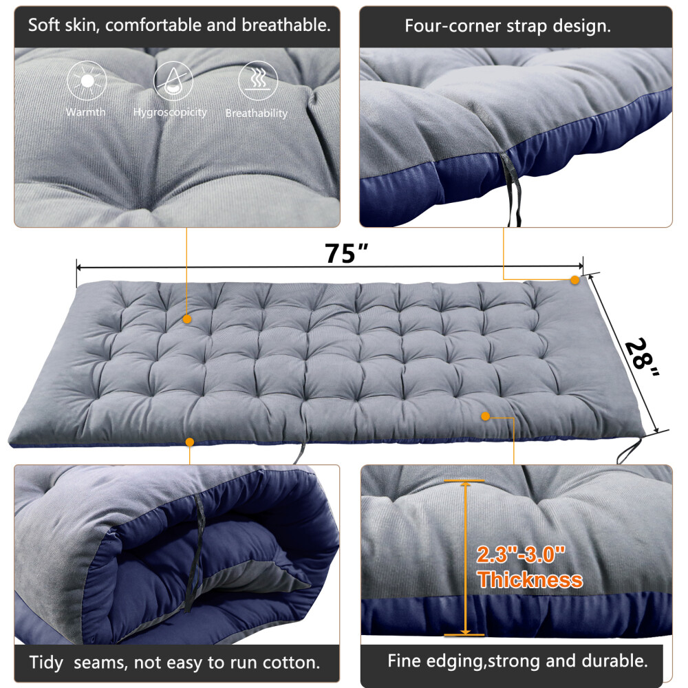 Slsy Folding Camping Cot 4-Position Outdoor Chaise Lounge Gray Pad Side Pockage