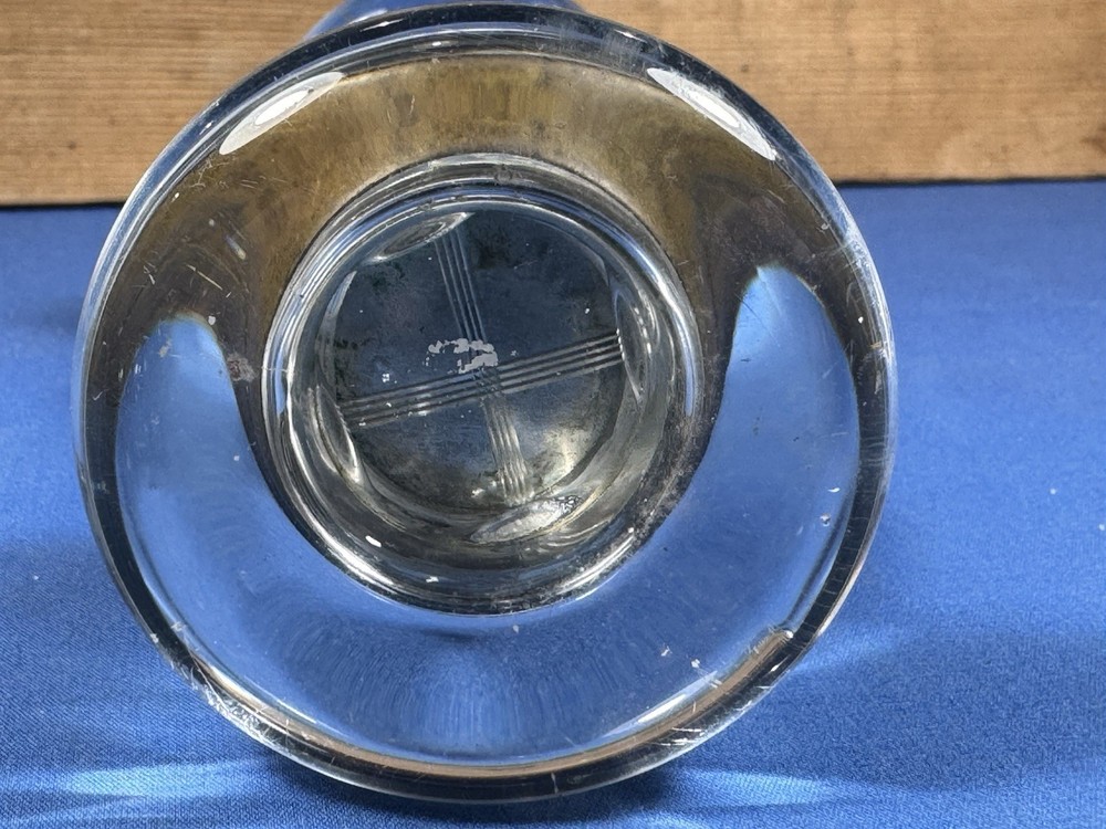 Pair C.1920 Glass Door Knobs ~ "X" Rosette, NO chips or cracks, Clean, Thin
