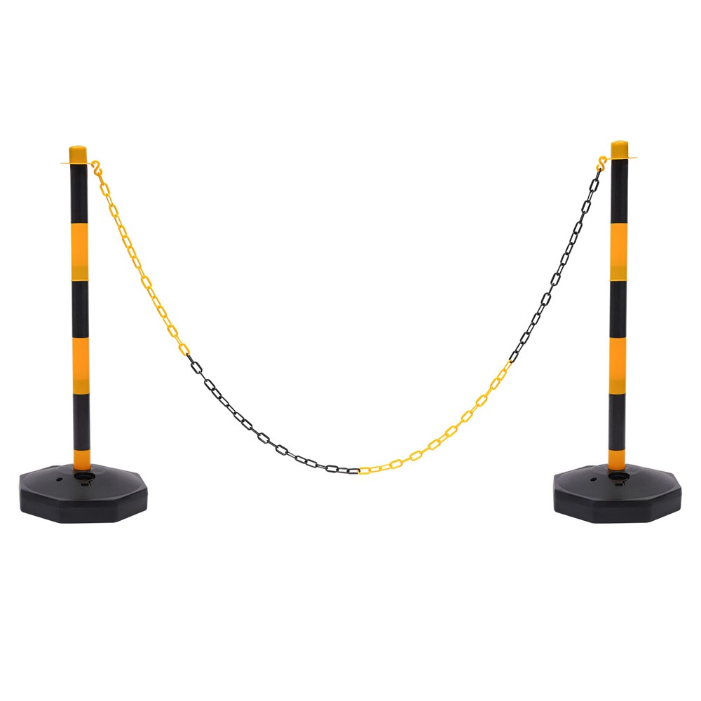 6 Pack Traffic Cones Adjustable Delineator Post Portable Parking Pole W/ Chains