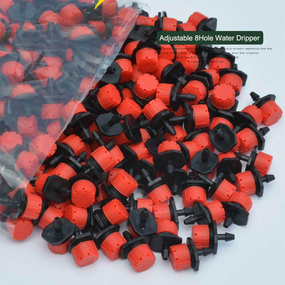 100Pcs Adjustable Garden Irrigation Mist Micro Flow Dripper Water Drip Head Hose