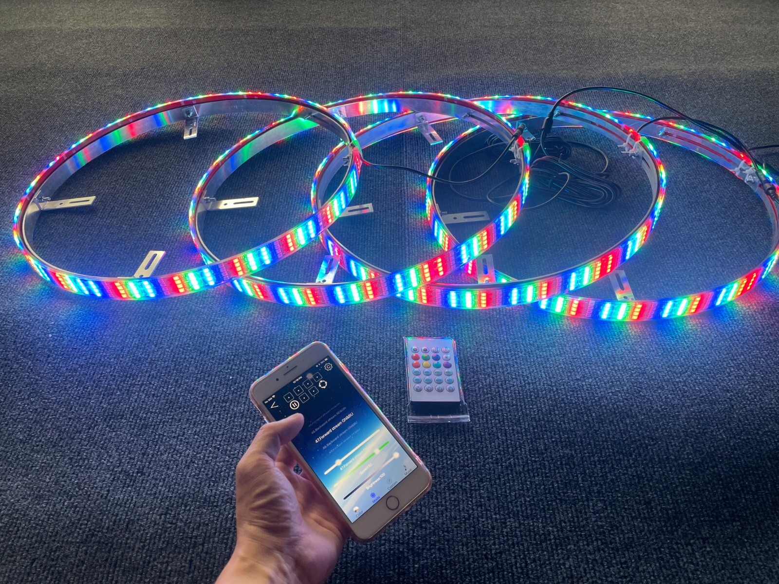 17.5" x4PCS Wheel Lights for Truck CHASING Quad Row LEDs Brightest APP + Remote