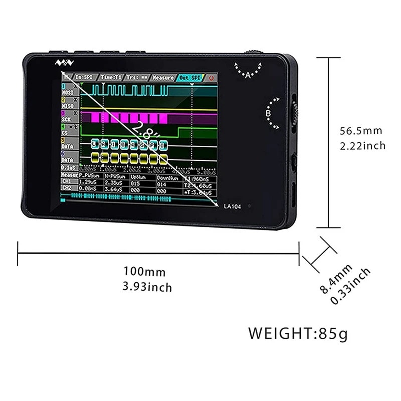 LA104 Logic Analyzer Pocket Handheld SPI I2C UART 100Msa/S Max Sampling Rate