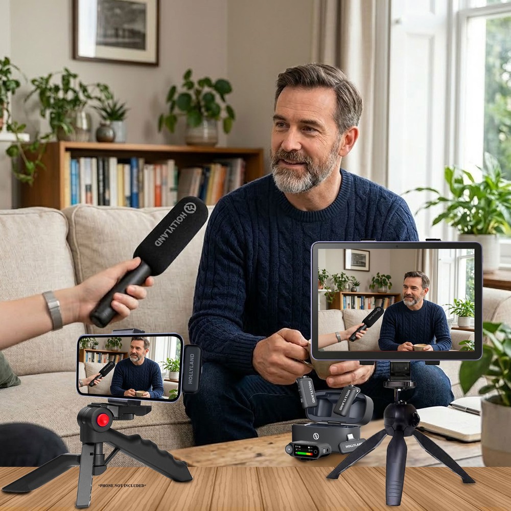Hollyland LARK MAX 2 Combo Wireless Microphone System Space Gray Podcast Bundle