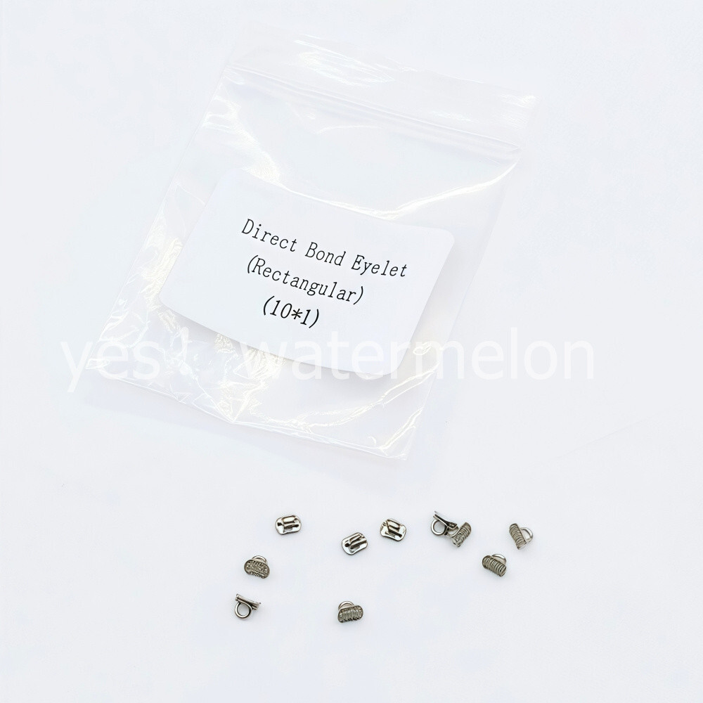 100 Pcs Dental Orthodontic Direct Bond Eyelet Rectangular Base Lingual Button