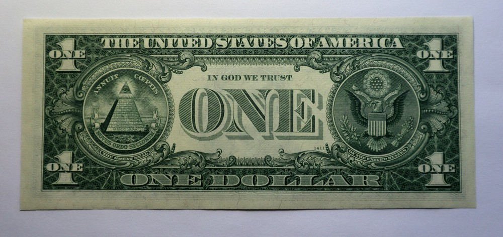 1969 B 1$ FRN BACK TO FACE OFFSET PRINTING ERROR UNCIRCULATED