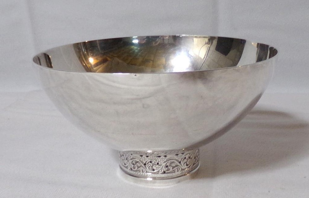 Danish Mid Century Modern Silverplate Bowl Pierced
