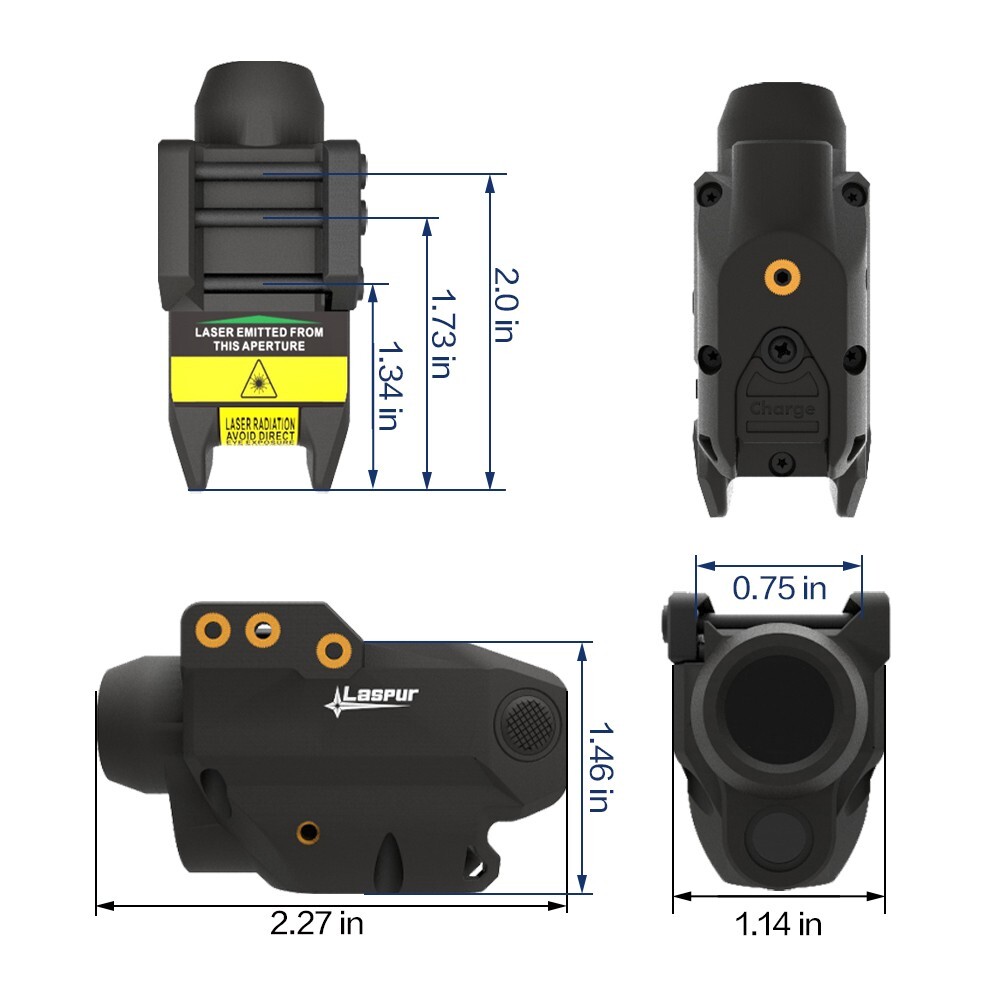 Laspur Sub Compact Green/Red Laser Sight Flashlight Combo Rechargeable Battery