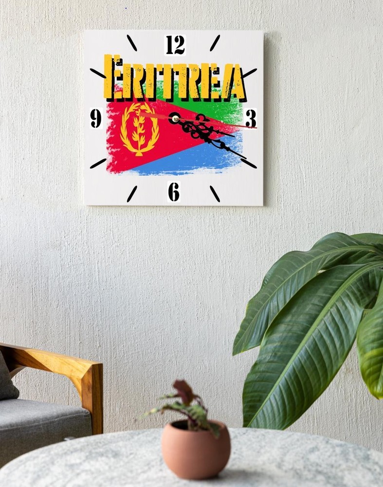 Eritrea Flag Wall clock patriots CERAMIC Tile Watch Support Décor