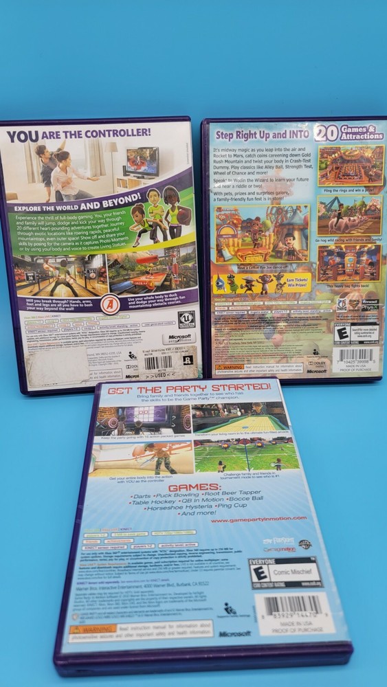 Microsoft Xbox 360 Kinect Sensor Bar With 7 Games Lot Tested