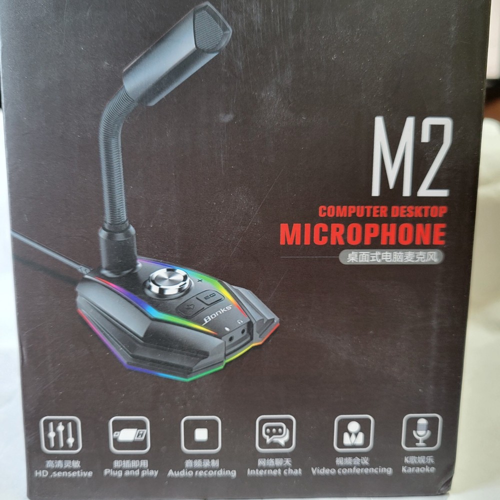 Bonks M2 USB RGB Noise Reduction Computer Desktop Microphone Adjustable