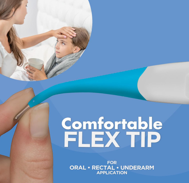 Healthwise Digital Thermometer | 10-Second Readout | Flexible Tip |Easy Cleaning
