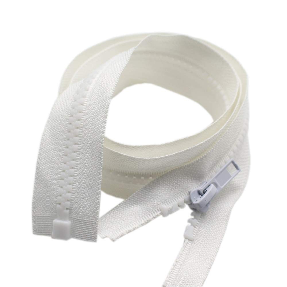 2 PCS 6 White 5 Separating Jacket Zippers, Molded Plastic Bulk, Sewing Coats