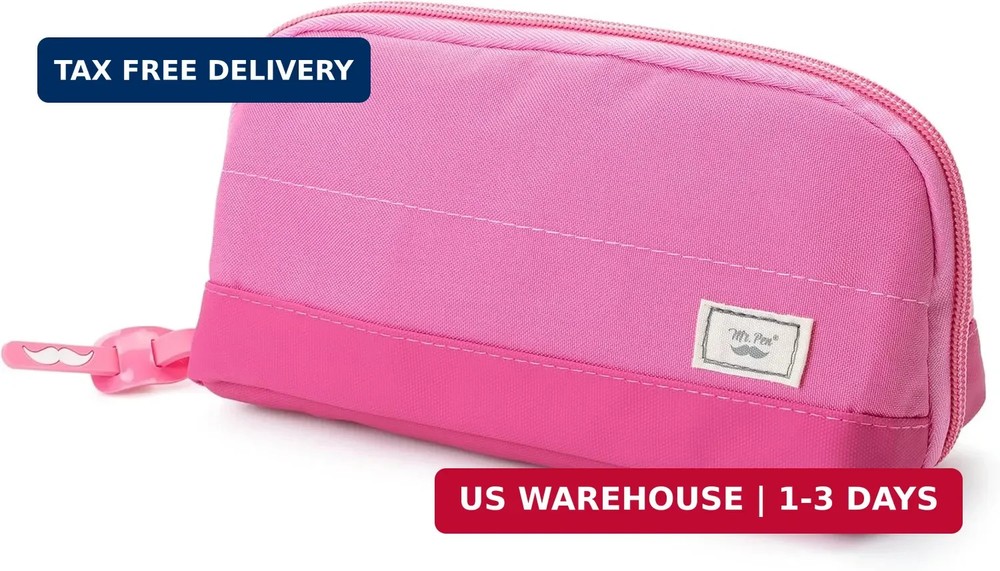Mr. Pen- Fabric Pencil Case Pouch, Pink, Triangular Shape Pencil Pouch