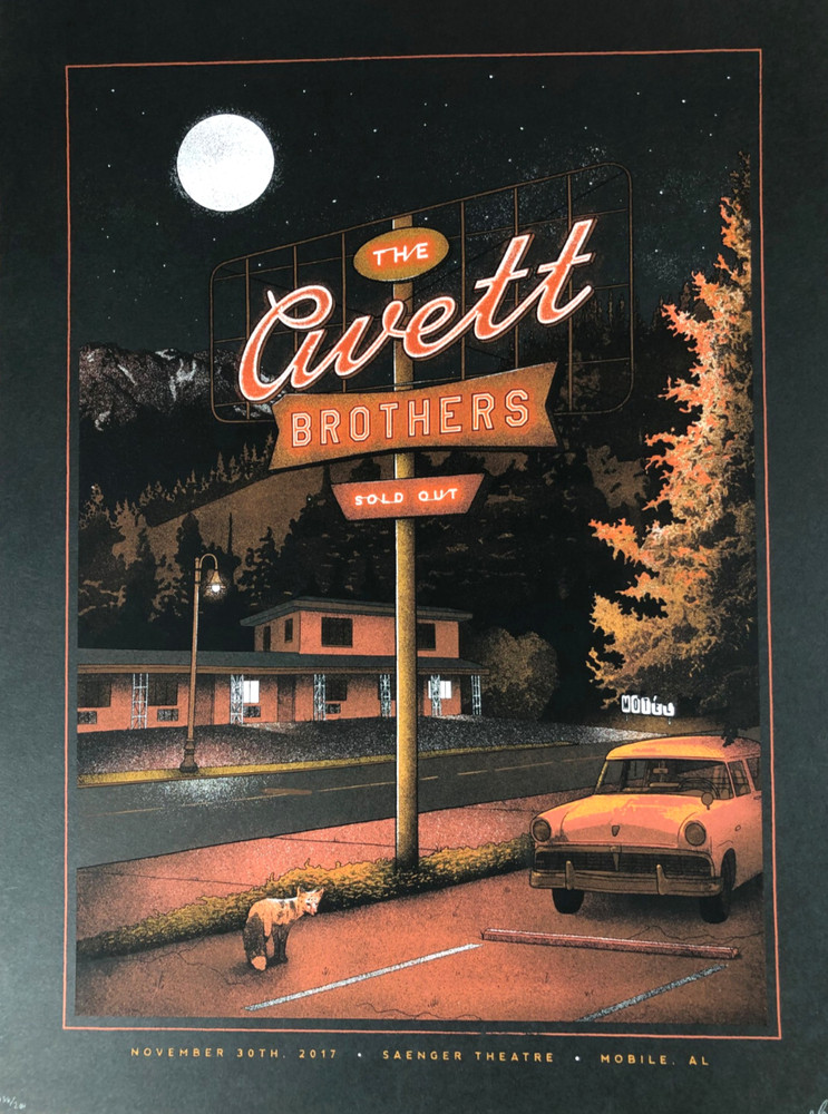 Avett Brothers Nicholas Moegly Signed & Numbered Poster Mobile Alabama 2017