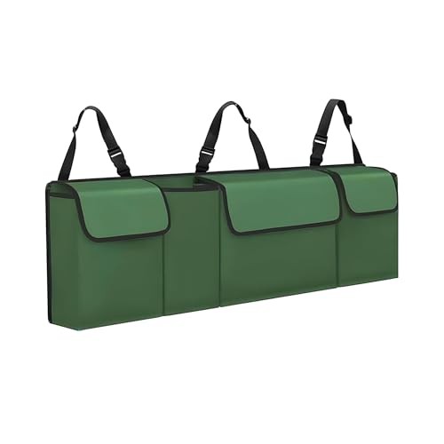 Adjustable Green Car Trunk Organizer with Backseat Storage - Large Storage