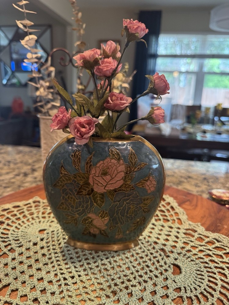 Cloissonne Floral Vase