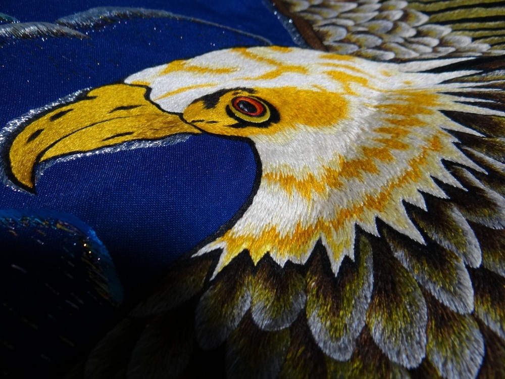 Unique Beautiful hand Embroidered Eagle 40"x 40" Art work