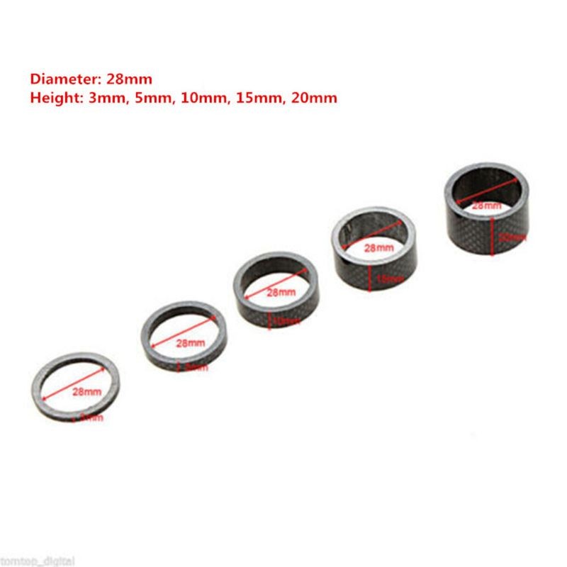 5Pcs Carbon Fiber Headset Spacers Set Threadless Front Stem Fork