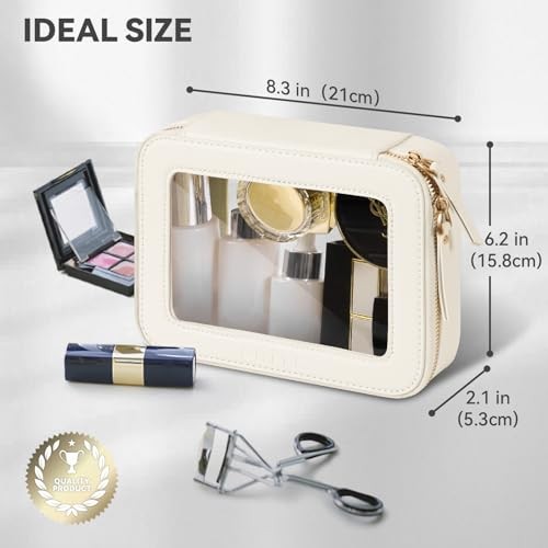 Clear Makeup Bag Cosmetic Organizer Case Standard - Single Layer Beige