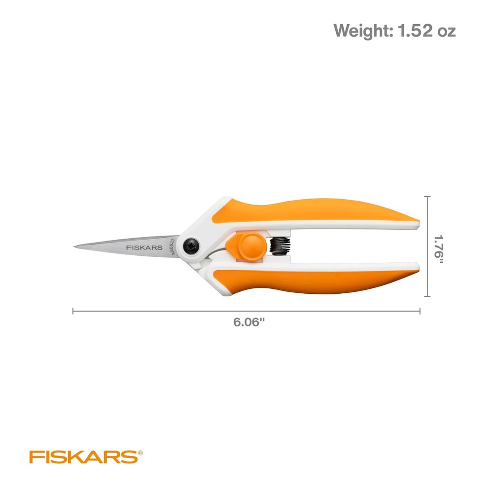 Fiskars Micro-Tip Spring Assisted Scissors, Precision Cutting Stainless Steel