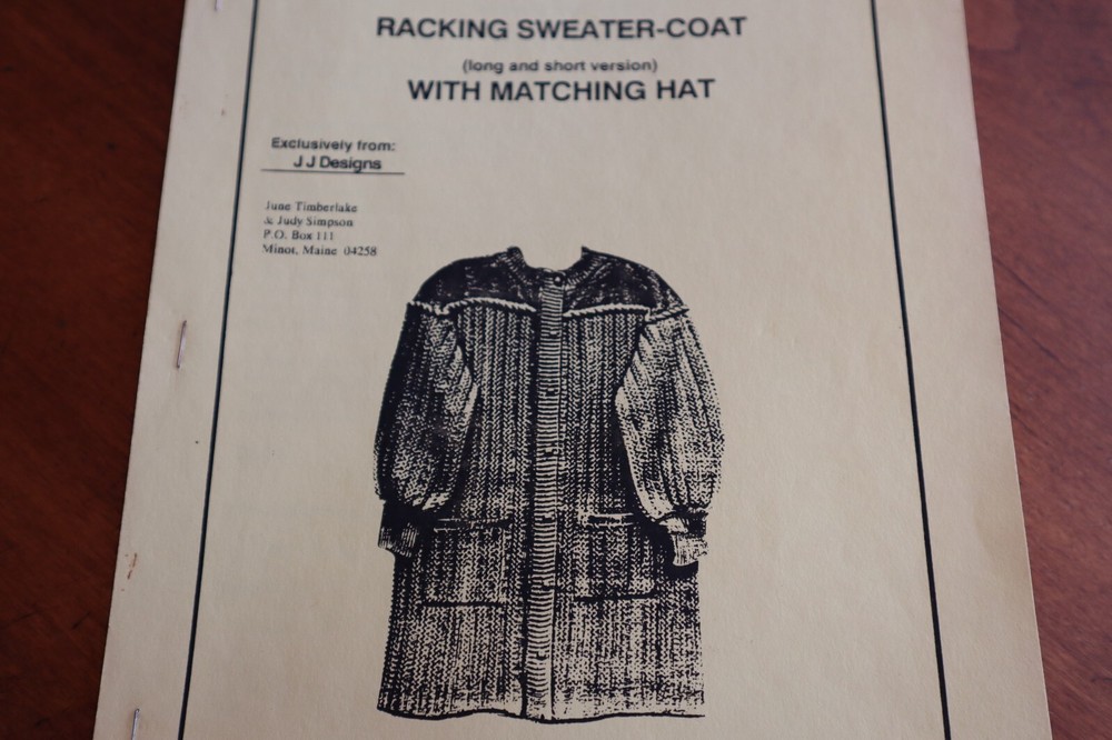 Racking Sweater Coat Long/Short w/Hat Pattern Ribber Machine Knitting JJ Designs