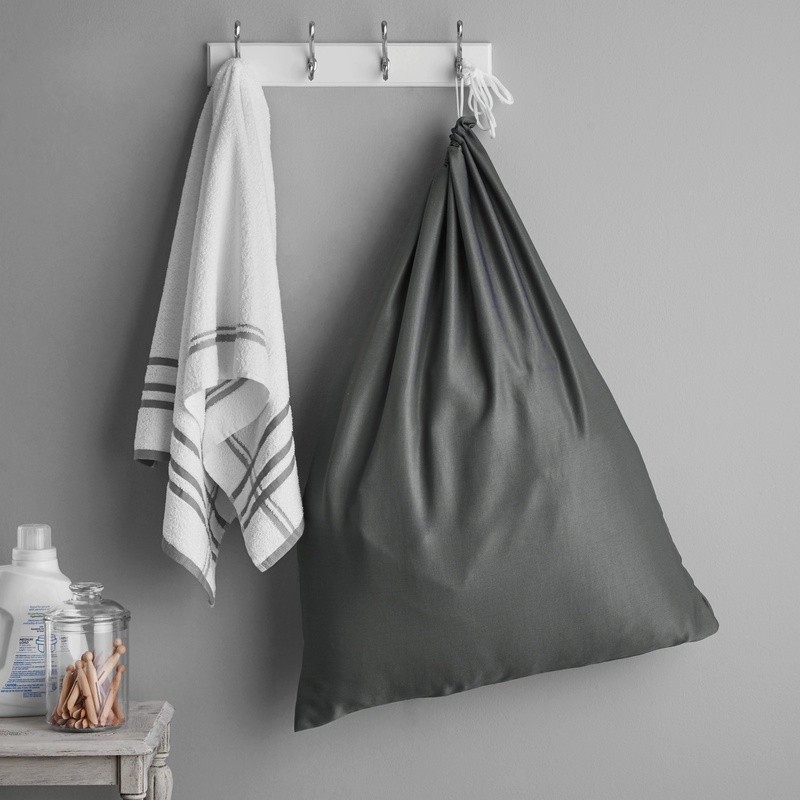 Durable Polyester Cotton Laundry Bag W/ Drawstring Easy Hanging Storage New