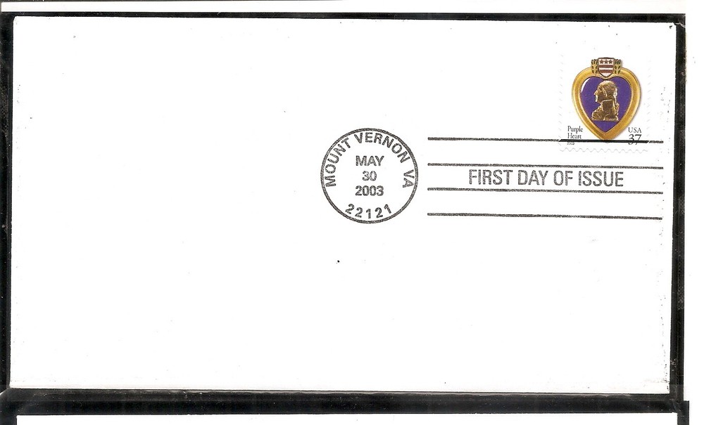US SC # 3784 Purple Hearth FDC. Ready For Cachet