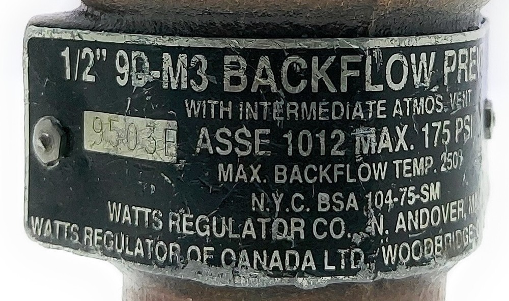 Watts 1/2" 9D-M3 Backflow Preventer