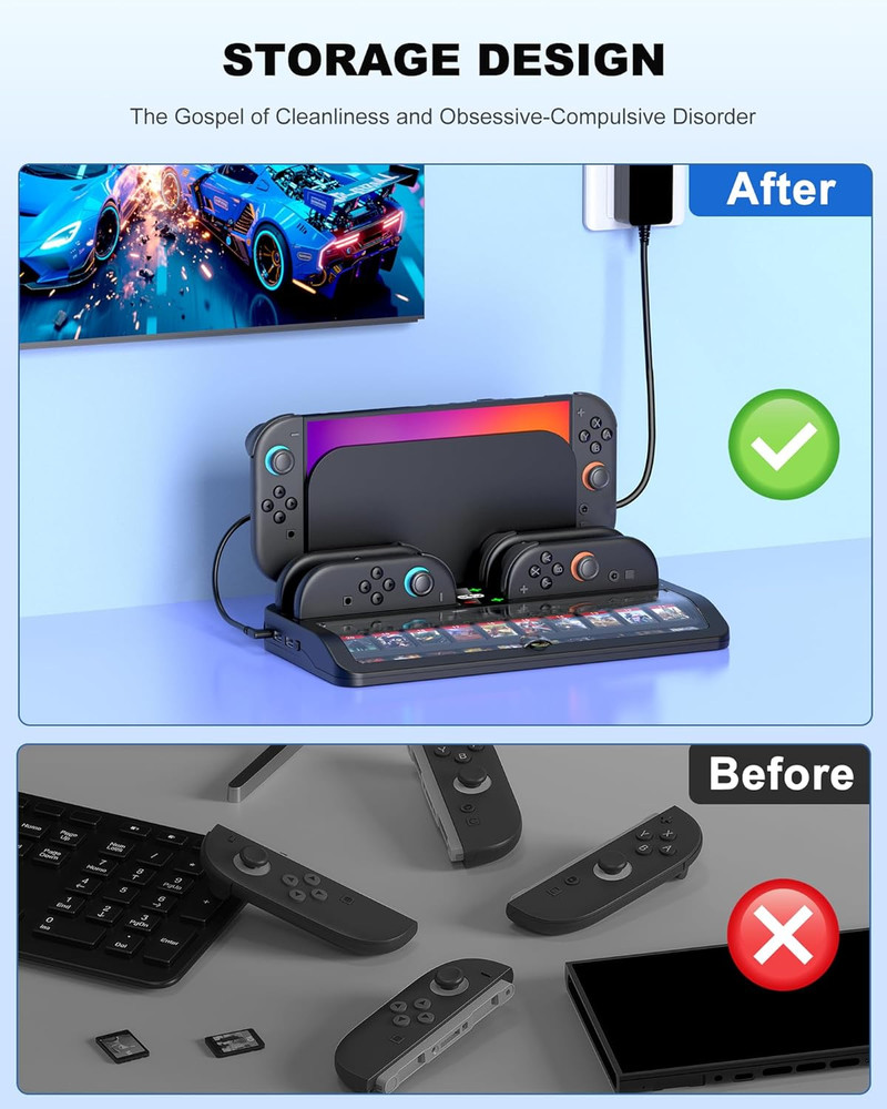 4-In-1 Switch 2 Organizer Base Holds Switch 2 Dock, Switch 2 Charging Dock for N