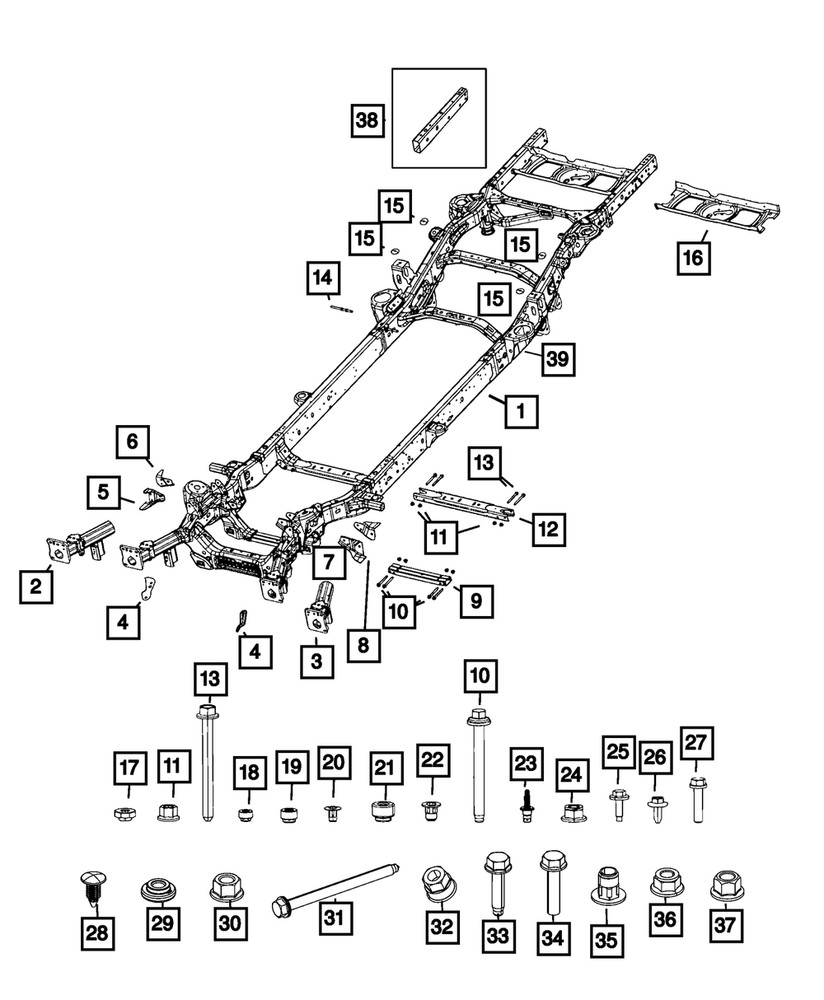 Genuine Mopar Right Front Rail Kit 68670130AA