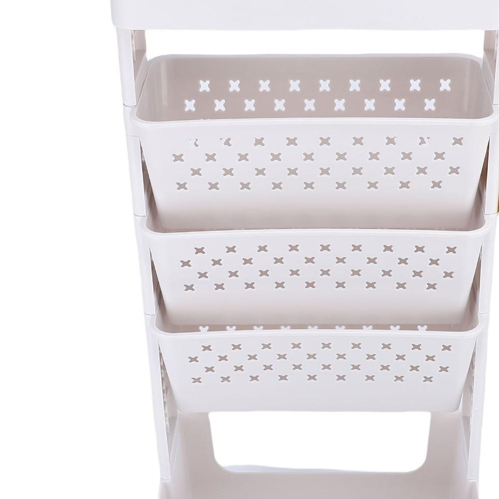 Rolling Book Cart 5 Tier PP Multi-Functional Movable Storage Book Rack Utility