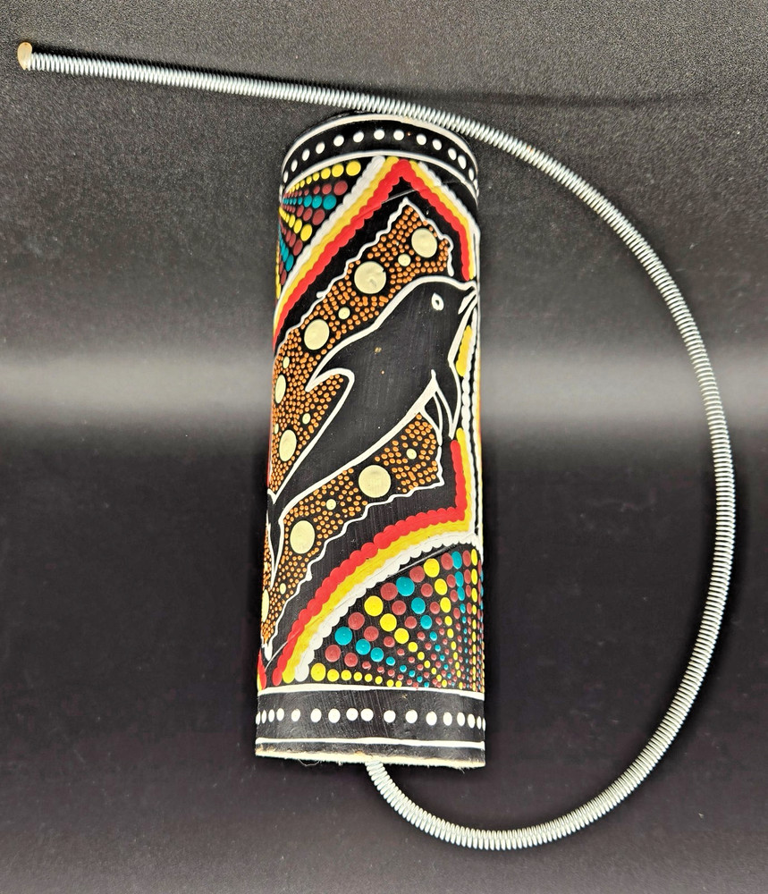 Thunder Drum Rain Stick Percussion Instrument Dot Painted Shark