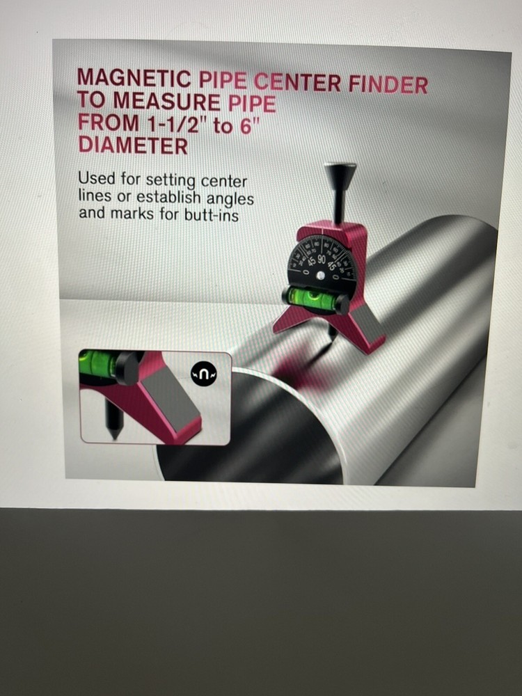 Pipe Center Finder Pipefitter Tools w Magnetic Centering Head 2.75” Y-Shape…