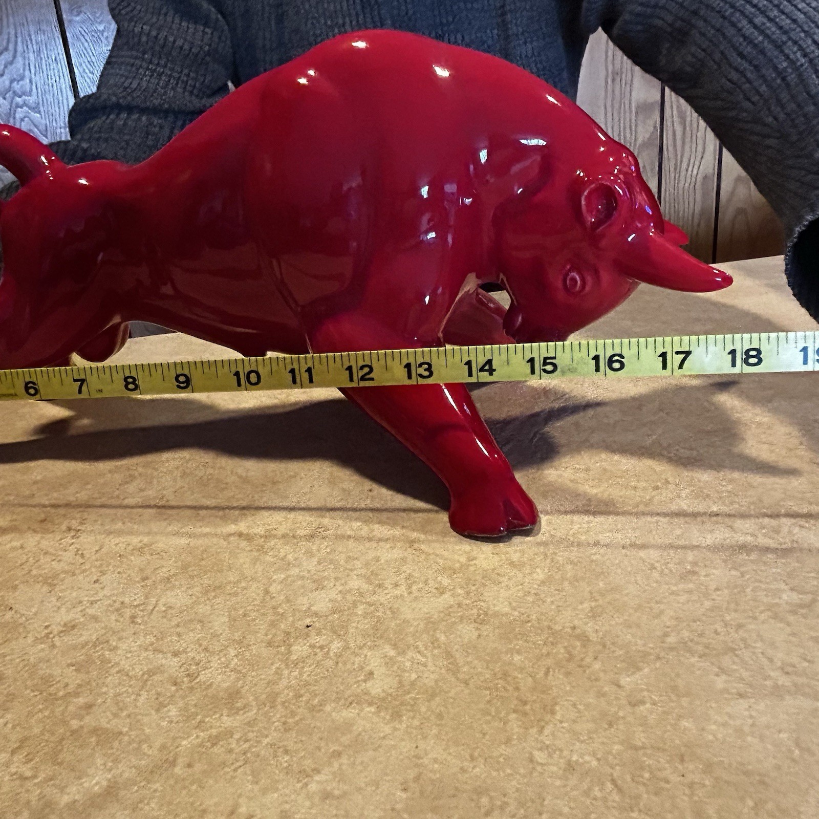 Vintage MCM Royal Haeger Red Glazed Charging Bull Sculpture Ceramic Pottery 18.5