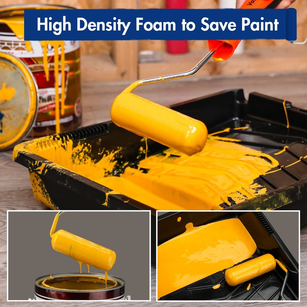 WORKPRO 12Pack Foam Paint Roller 4 inch Mini Paint Roller Small Paint Roller Kit