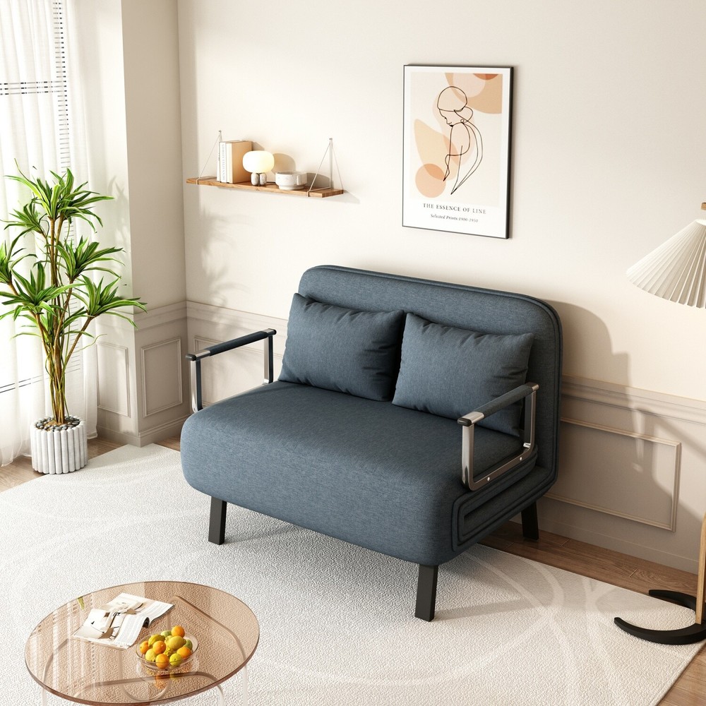 39'' Convertible Sleeper Sofa Bed Velvet Sofa Couch with Pull Out Bed & Pillow