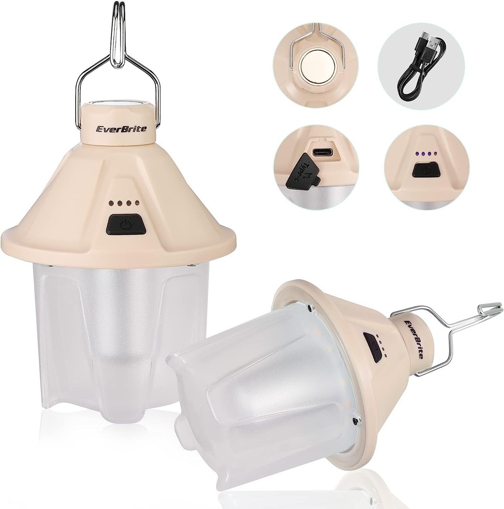 EverBrite 2 PACK 450LM Camping Lantern 5 Lighting Modes USB C Rechargeable