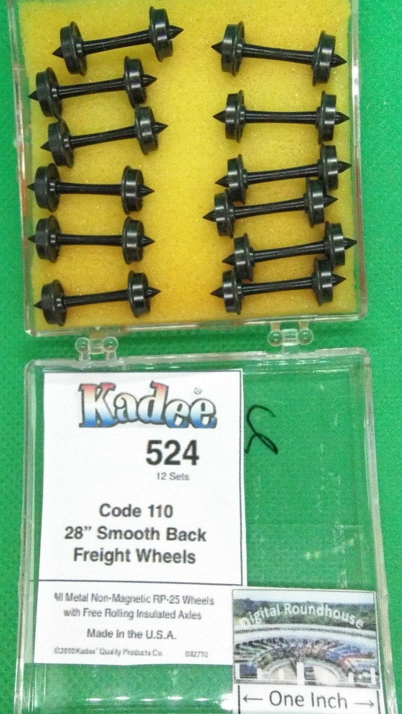 Kadee #524 HO Smooth Back Metal Code 110 Wheels, 28" dia - Freight and Passenger