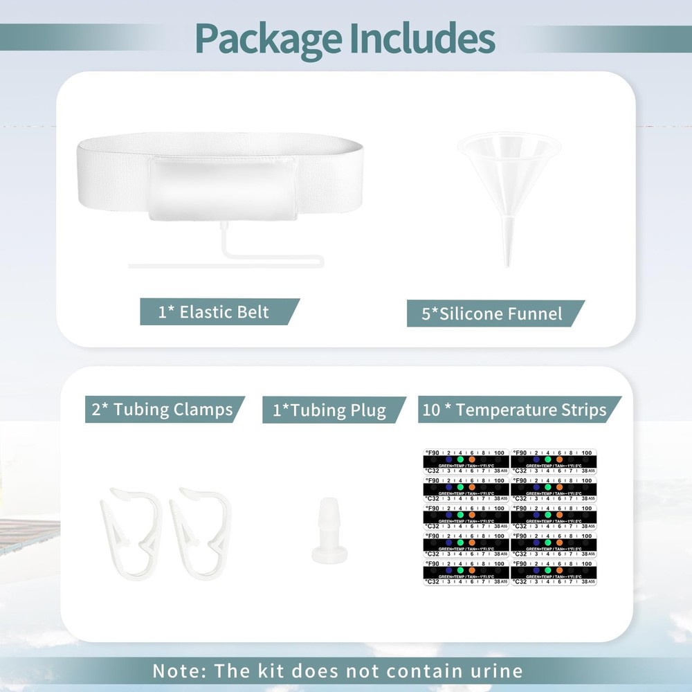 Complete Urine Test Kit with Adjustable Belt, Sample Bag, and Temperature