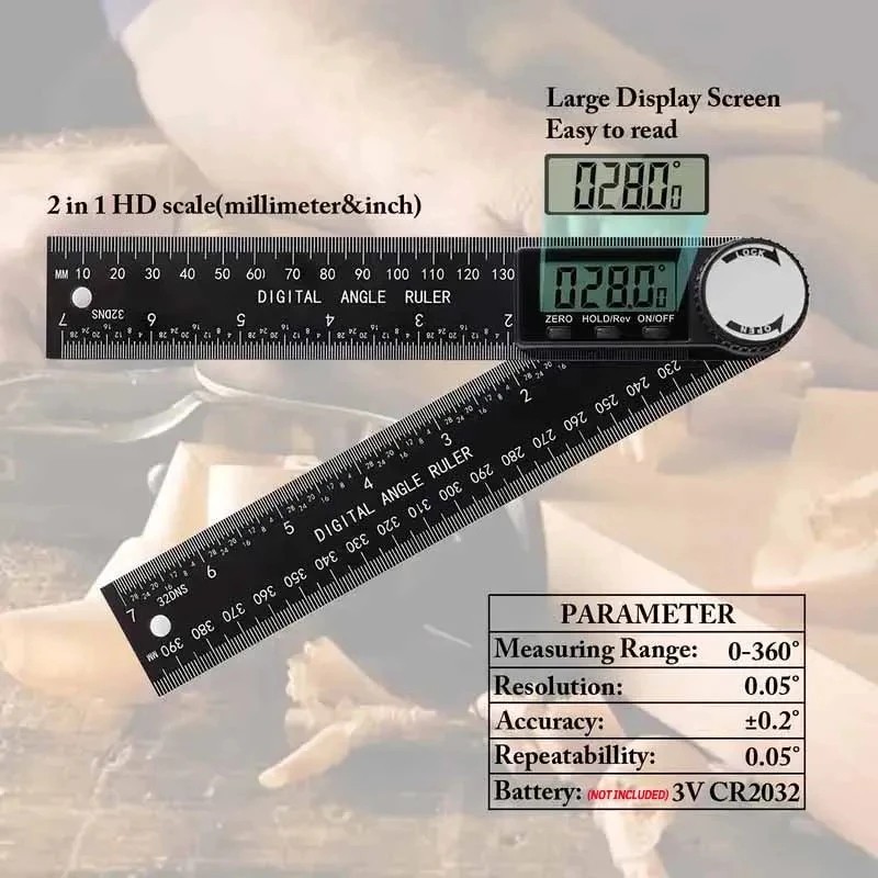 Third Generation Protractor Angle Finder Gauge 2in1 Digital Ruler Detector Scale